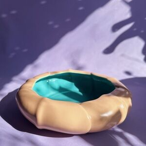 Catalina Pottery Vintage Pottery Bowl Vase Pink Peach Mauve Turquoise Blue 1930s